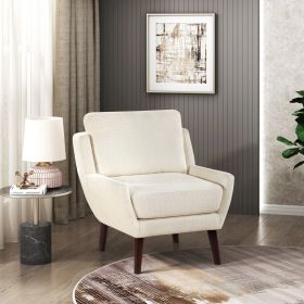 1pc Beige Accent Chair Cushion Seat Chenille Upholstery Comfort Style Durable Solid Wood Legs Contemporary Home Furniture