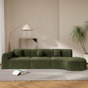 140" Modern Curved Sectional Sofa with High-Density Fully Compressed Sponge and Chaise Lounge, 3-Piece Set, Fully Assembled Right Hand Facing