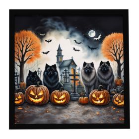 Keeshond Spooky Halloween Framed Metal Print Bathroom, Kitchen, Office, Home Decor Wall Art Ready to Hang, Square, 8X8