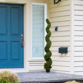 6FT Spiral Topiary Trees Artificial Outdoor Faux Boxwood Plants Large Twisted Green Potted Trees for Garden Front Porch Patio Planter Decoration, (Option: GREEN)