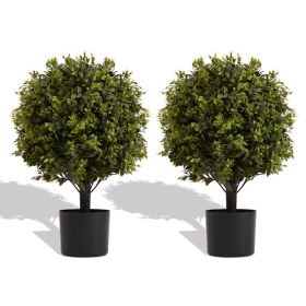 UV protection  Ball Topiary Tree for indoor outdoor Hot sales Artificial plants Greenery decoration in pot 22in 2pcs/set (Option: GREEN)