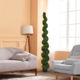 7FT Spiral Topiary Trees Artificial Outdoor Faux Boxwood Plants Large Twisted Green Potted Trees for Garden Front Porch Patio Planter Decoration, (Option: GREEN)