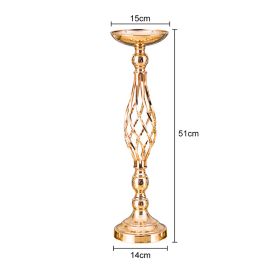 Gold/Silver Wedding Candle Holders Decor Table Centerpiece Pillar Flower Vase Rack Stand Road Lead Floral Bouquet Party Supplies (Ships From: China, Color: Gold Middle)