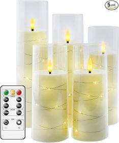 Flameless LED Candles with Timer 5 Pc Flickering Flameless Candles for Romantic Ambiance and Home Decoration Stable Acrylic Shell, (Base Material: Acrylic)