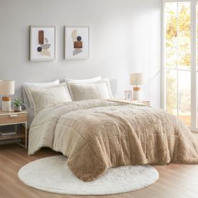 King/Cal King Ombre Shaggy Long Fur Comforter Mini Set (Color: as Pic)